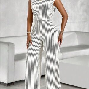 SHEIN Monochrome Striped Jumpsuit